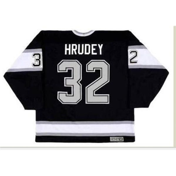 

goalie cut custom men #32 kelly hrudey 1993 ccm vintage goalie cut 60 stitch or custom any name or number retro jersey, Black