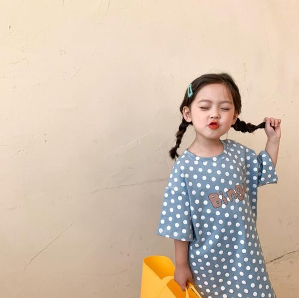 

girl's dresses 2021 style girls dots dress fashion spring summer cotton 1-6 years qi963, Red;yellow