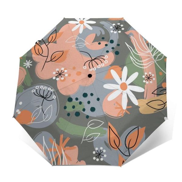 

umbrellas automatic umbrella abstract floral pattern three-fold women men rain
