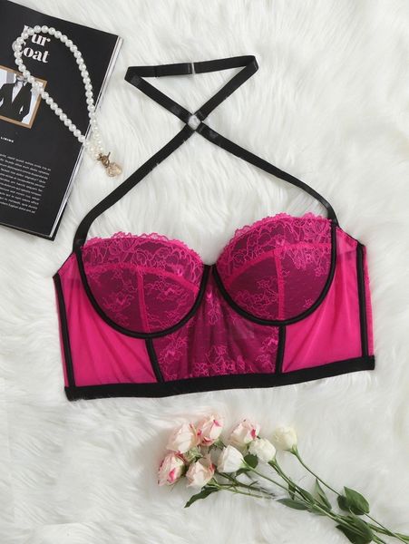 

plus contrast binding underwire bra c4d8#, Black;white