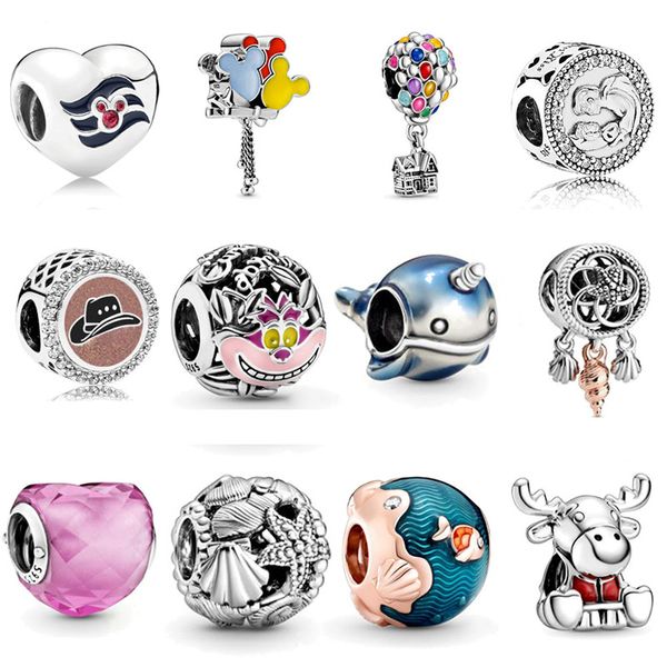 Memnon Jewelry 925 Sterling Silber Up House Balloons Charm Schimmernde Narwal Charms Muschel Traumfänger Perle Ozeanwellen Perlen Passend für Pandora-Armbänder zum Selbermachen