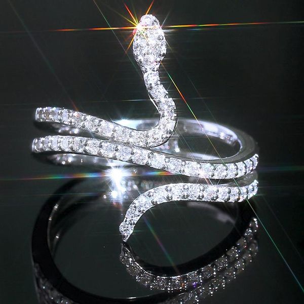 

cluster rings uilz fashion trends animal snake women bague silver color shiny cz crystal exquisite stackable snake-shape trendy, Golden;silver