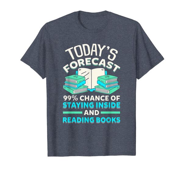 

forecast 99% chance of staying inside librarian t-shirt, White;black