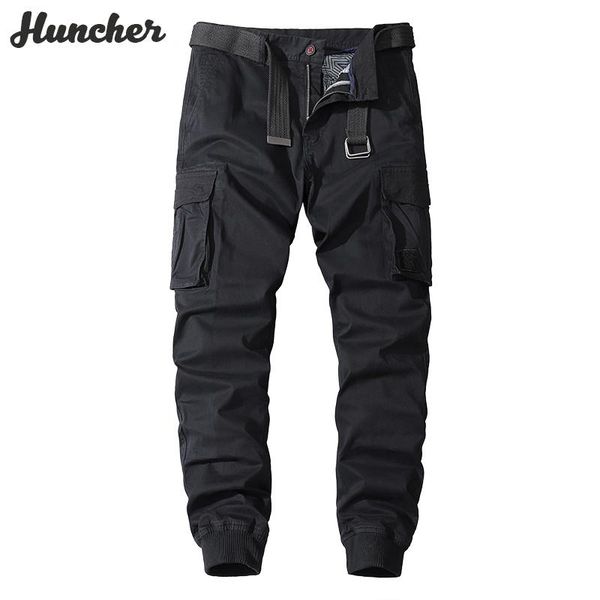 

huncher mens cargo pants men 2021 spring fashion side pockets jogging pants milit classic trousers streetwear black joggers men