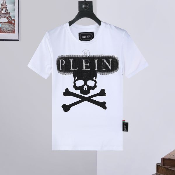 

plein bear jersey t-shirt round neck ss crystal skull men's t-shirts rhinestone skulls mens tshirts classical tees pb 16585, White;black