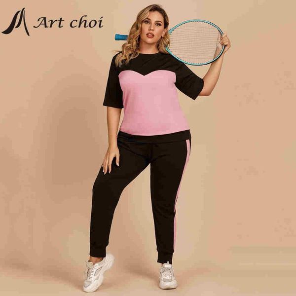 

plus size tracksuits summer tracksuit women sports 2 pieces sets sweatshirts gym fitness harem pants + short fleece t-shirt sport suit