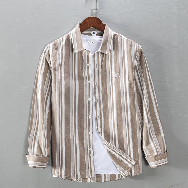 

2021 spring and summer fashion new pure cotton shirt brand long sleeve striped shirts for men clothing chemise camisa bpun, White;black