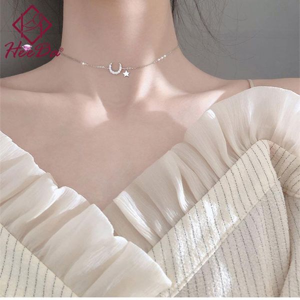 

chokers 2021 summer short necklace for women korean fashion moon star trendy lady neck decoration simple joker jewelry female, Golden;silver