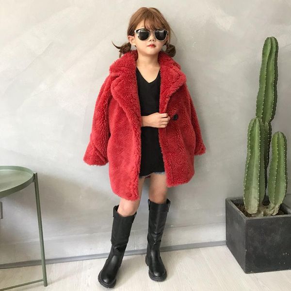 

jackets 2021 autumn winter fashion baby girl jacket faux fur thick toddler warm sheep like coat wool outwear girls clothes g183, Blue;gray