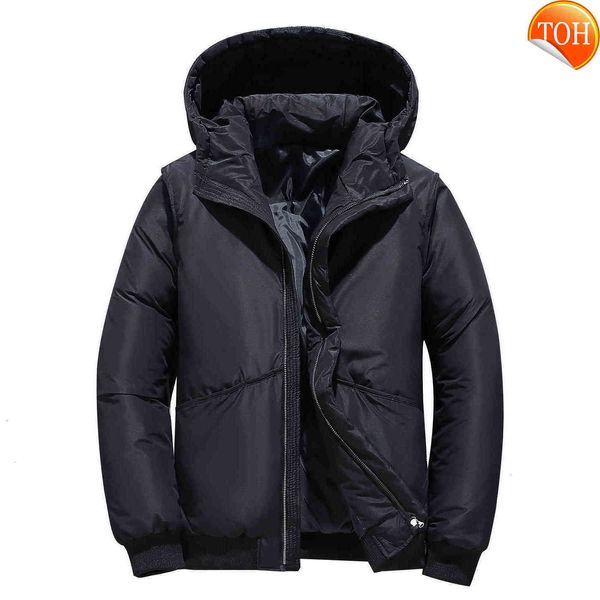 

degree winter men's hooded -30 slim down jacket youth trend casual thick warm overcoat windbreaker hombre white duck parkas, Black
