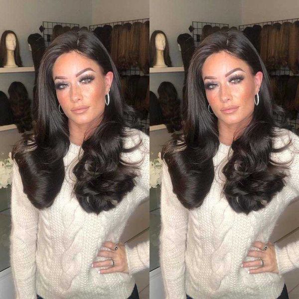 

wig women's long curly wig high temperature silk head cover, Black