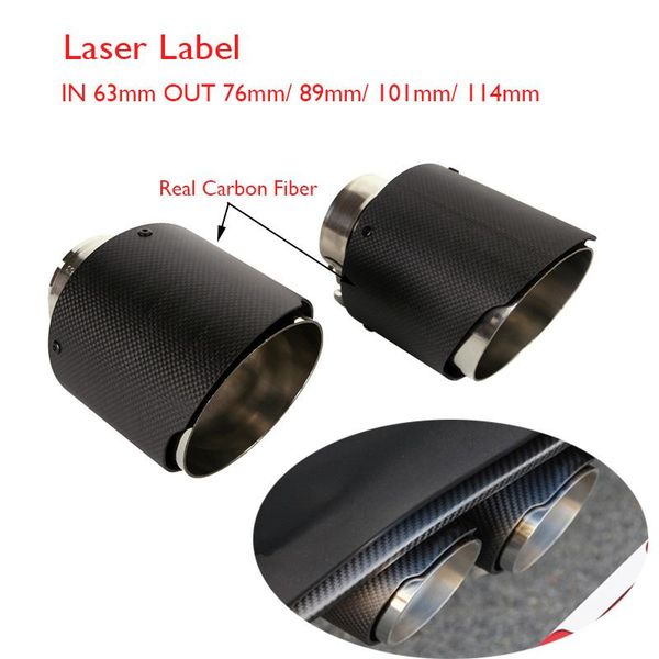 

motorcycle exhaust system 1 piece 63mm 2.5" inner universal car tip pipe muffler round straight carbon fiber suv auto styling accessori
