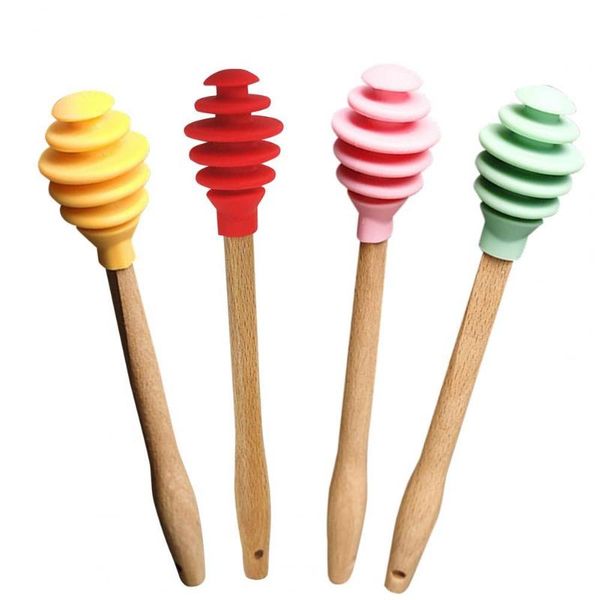 

spoons honey dipper long handle durable silicone sugar mixing stick for kitchen