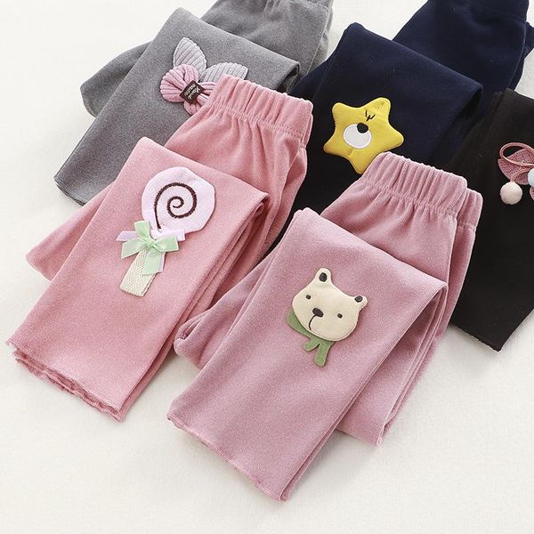

trousers spring and autumn girls leggings a hundred comb cotton decal solid-colored baby pants, Blue