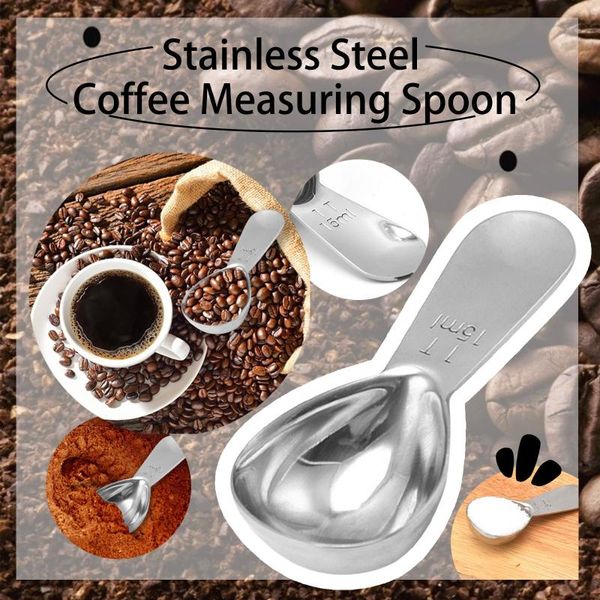 

spoons stainless steel measuring coffee scoop tablespoon short handle shovel bar ice scraper kitchen storage tool (15ml) #2p