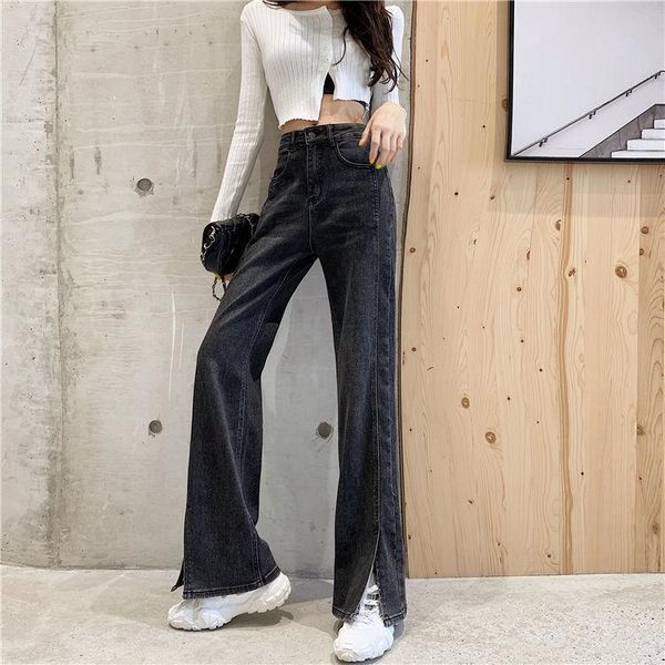 

women's jeans women pants high waist streetwear straight jean black 100% cotton cargo pant harajuku, Blue