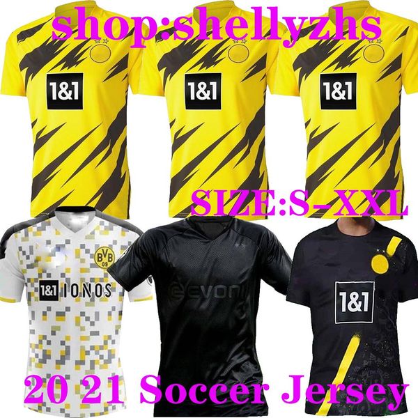 

borussia dortmund 17 haaland reyna 110th soccer jersey 19 20 21 hazard gotze reus pulisic witsel jersey paco alcacer football shirt men thai, Black;yellow