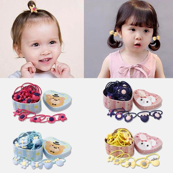 

20pcs/ box new gift box hair ropes children hair rings cute girls elastic hairband rubber bands kids accessories boxes gift, Slivery;white