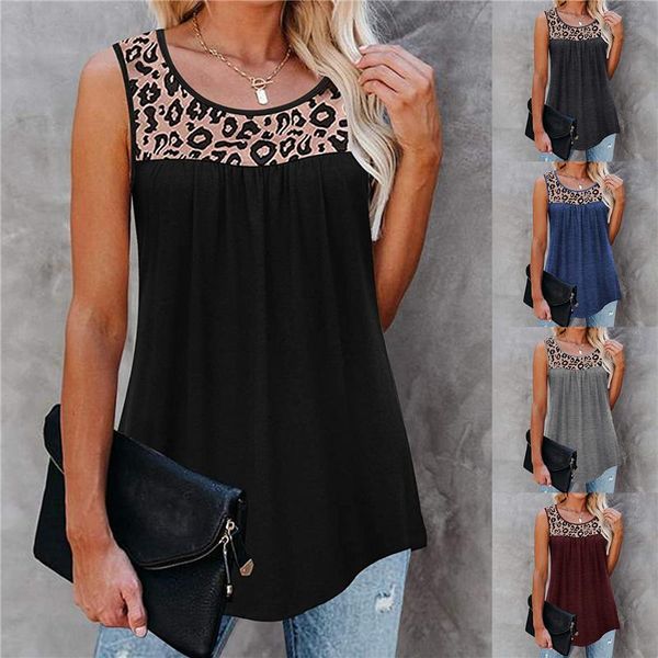 

women's tanks & camis 2021 summer fashion stitching round neck vest t-shirt women, White