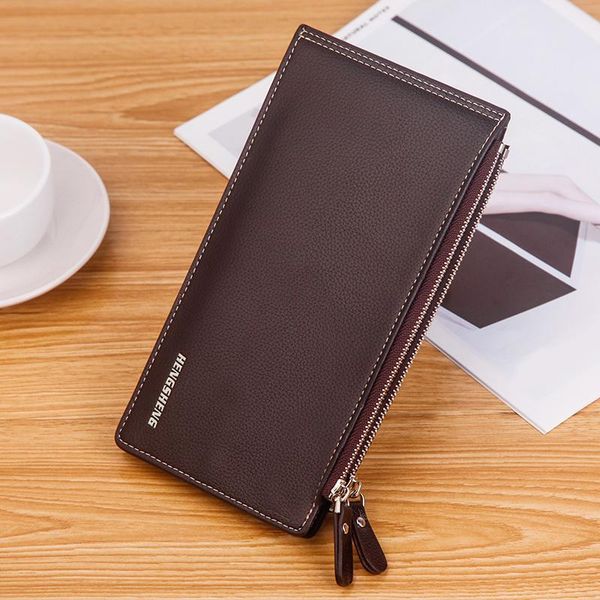 

wallets 2021 men long wallet double zipper pocket cards holder purses clutch slim purse coin male fashion, Red;black