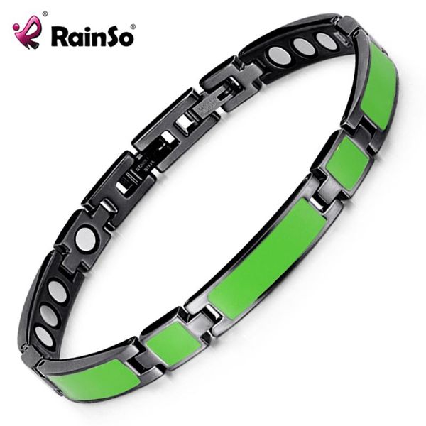 

link, chain rainso fashion stainless steel bracelets for women magnetic fir hologram bracelet bangle 2 clasps female dropship 2021, Black
