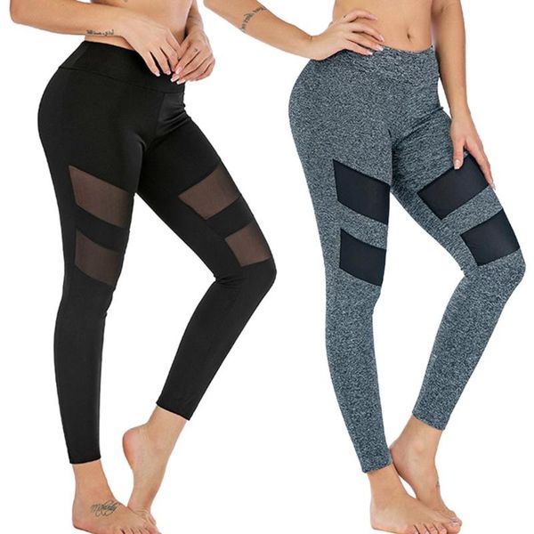 

sports yoga fitness trousers women running full length leggings stitching high waist sportswear elastic pants, White;red