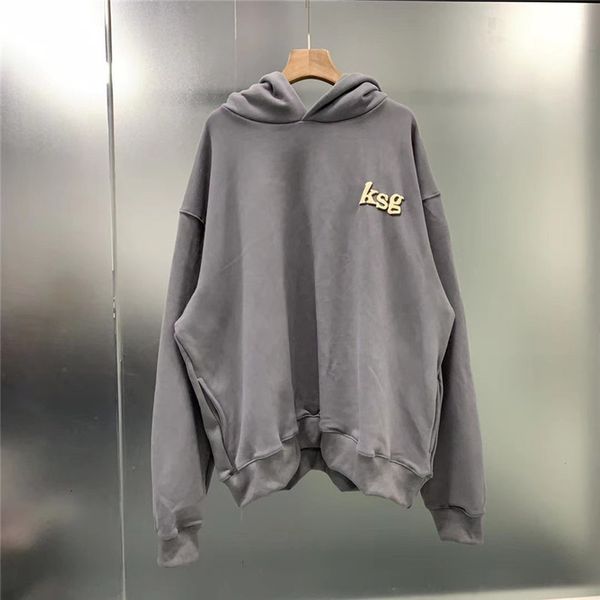 

men's hoodies & sweatshirts washed old kanye west ksg hoodie with female male 1:1 quality 3d foam pullover print, Black