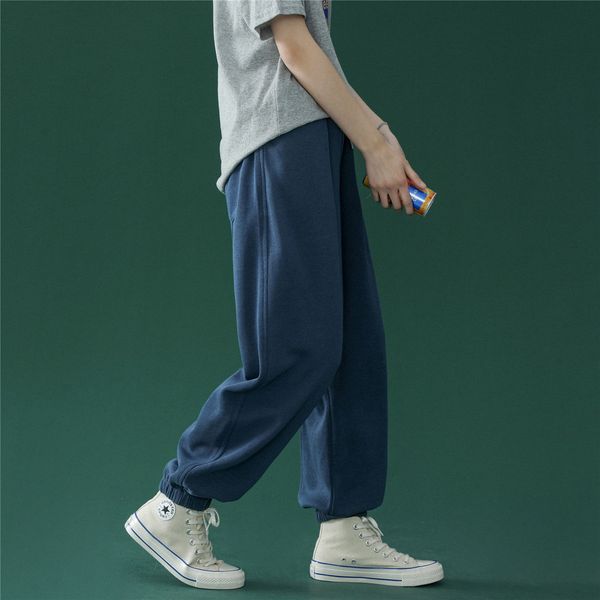 

new 2021 men of solid color sports casual hip hop hare in streetwear pants trend sweatpants runners cf8k, Black