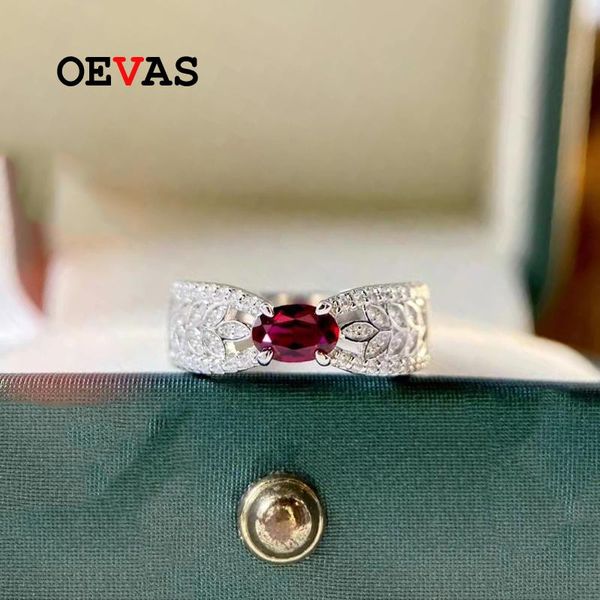 

cluster rings oevas 100% 925 sterling silver ruby high carbon diamond bowknot for women sparkling wedding party fine jewelry wholesale, Golden;silver