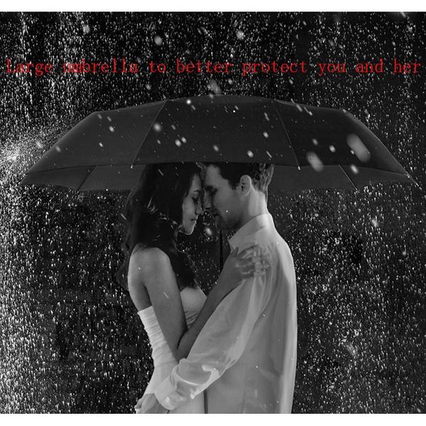 

three folding umbrella rain women matic 10 ribs strong windproof rainproof black umbrella male female of paraguas jllawi