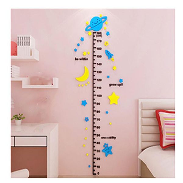 

wall stickers 3d cartoon height measure fish spaceship giraffe wallpaper children's room decals kindergarten growth chart mural