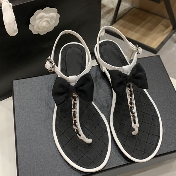 

70% off wholesale flip-flops buttfly black summer real leather chain sandals for women luxury flip flops design women's shoes new
