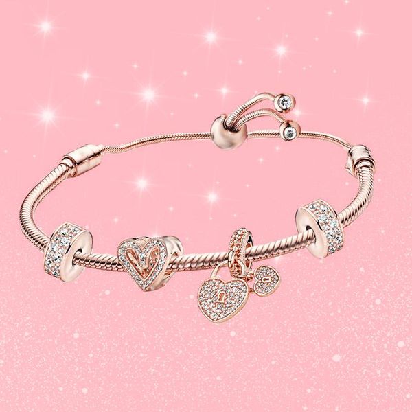 

silver plated adjustable chain charm bracelets for women fits original crystal beads bangle pulseira jewelry, Golden;silver