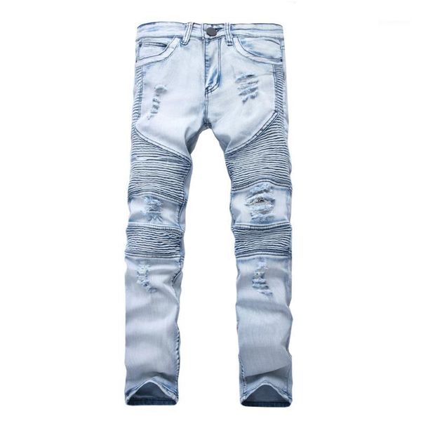

men's jeans clothing pants slp blue/black destroyed mens slim denim straight biker skinny men ripped jeans1