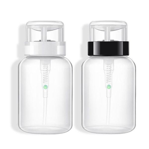 

2021 200ml empty plastic nail polish remover alcohol liquid press pumping dispenser bottle nail art uv gel cleaner 12*6cm