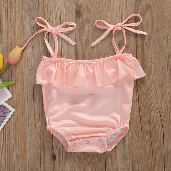

pudcoco newborn baby girl clothes summer sling ruffle swimwear flower print/solid color one-piece outfit swimwear beachwear, Black