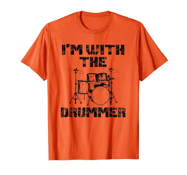 

i'm with the drummer gift for drums lover musician t-shirt, White;black