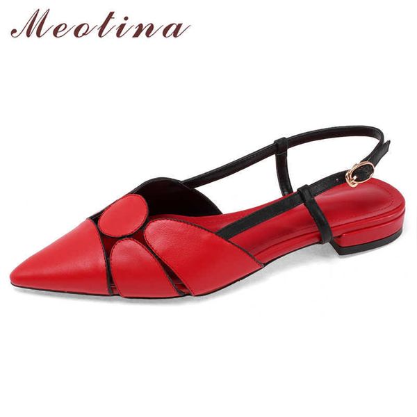 

meotina slingbacks pumps cutouts women shoes low heels pointed toe shoes buckle strap chunky heel ladies footwear spring beige 210608, Black