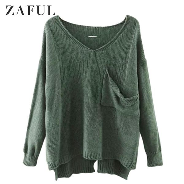 

women's sweaters zaful casual knitted sweater women streetwear v neck long sleeve pullovers loose coat autumn winter fashion cut, White;black