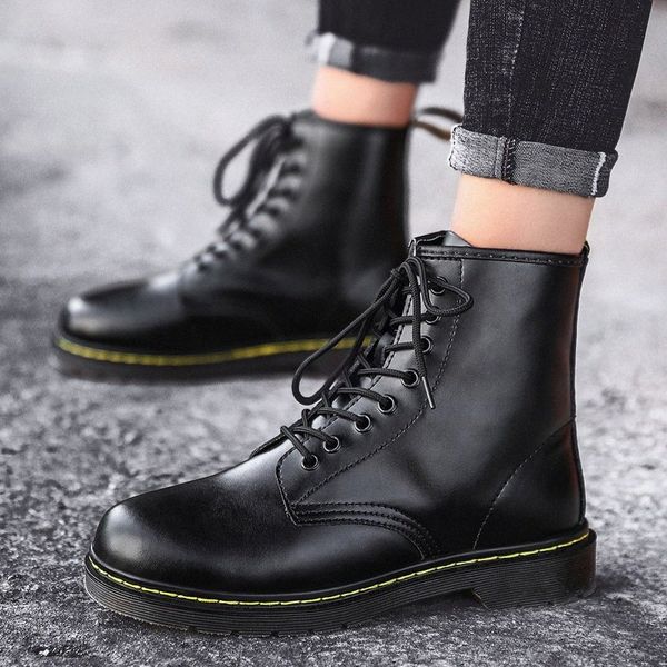

couple leather shoes autumn new leather high boots 2019 british style motorcycle shoes wild womens mens women shoes mens sandals f c0ny#, Black