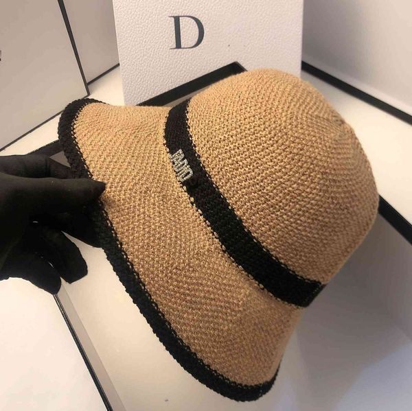 

summer breathable sunshade fisherman's fashion leisure versatile color matching sun proof straw outdoor beach anti ultraviolet hat, Black;white