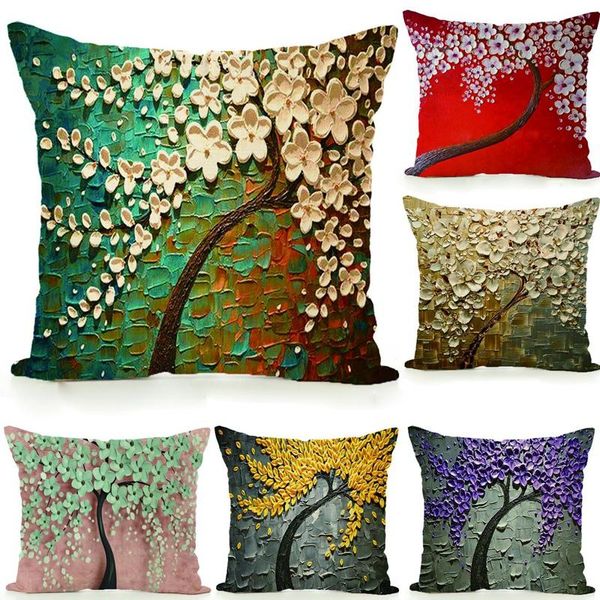 

pillow case nordic style cushion cover oil painting printing pillowcase sofa throw linen fabric covers for home decor