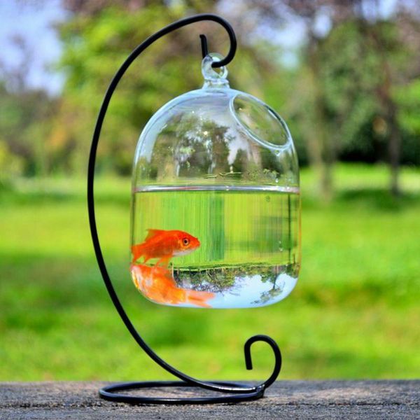 

aquariums creactive hanging ball terrarium with bent stable stand glass mini fish tank flower vase plant bottle garden