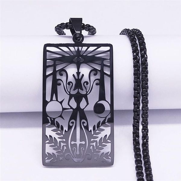

pendant necklaces tarot divination sword sun moon goddess stainless steel chain for women/men black necklace jewelry collier n4360s05, Silver