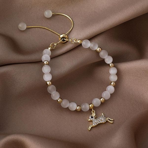 

charm bracelets luxury crystal opal for women girls adjustable gold color chain elephant elk zircon pendant bracelet jewelry, Golden;silver