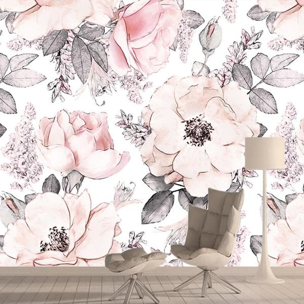 

wallpapers pink rose 3d po wall paper papers home decor for living room girl wallpaper mural self adhesive walls murals rolls