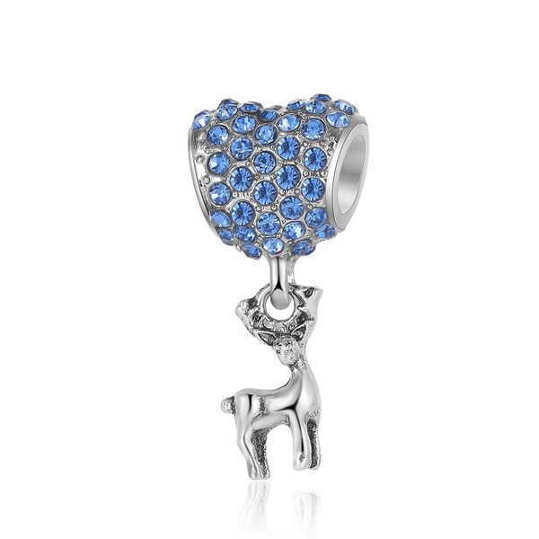 

fit pandora charm bracelet european spacer dangle elk owl blue cherry red crystal charms beads diy snake chain for women pendant & necklace, Black