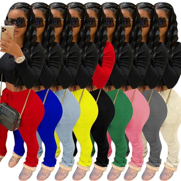 

women's jumpsuits & rompers stacked leggings sweatpants women high waist ruched pant flare pants casual joggers bell bottom trousers, Black;white