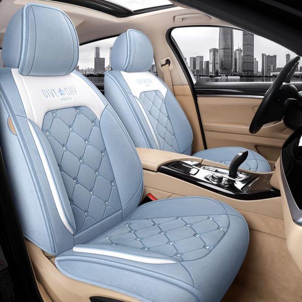 Автомобильные сиденья покрывают аксессуары для седана для седана внедорожник теплый плюшевый 5 сидений с полной установкой передней и задней подушки синей