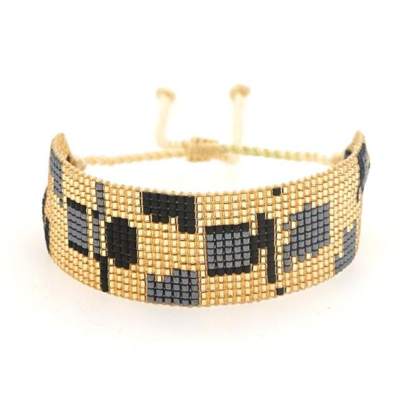 

charm bracelets go2boho handmade beads bracelet miyuki leopard pattern pulsera femme 2021 woven jewelry women friends gift, Golden;silver